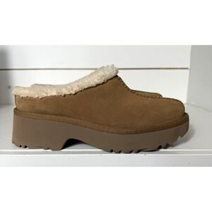 UGG Plush Cozy Clog Chestnut Suede Shoes Womens Size 10 Wool Blend 1162510